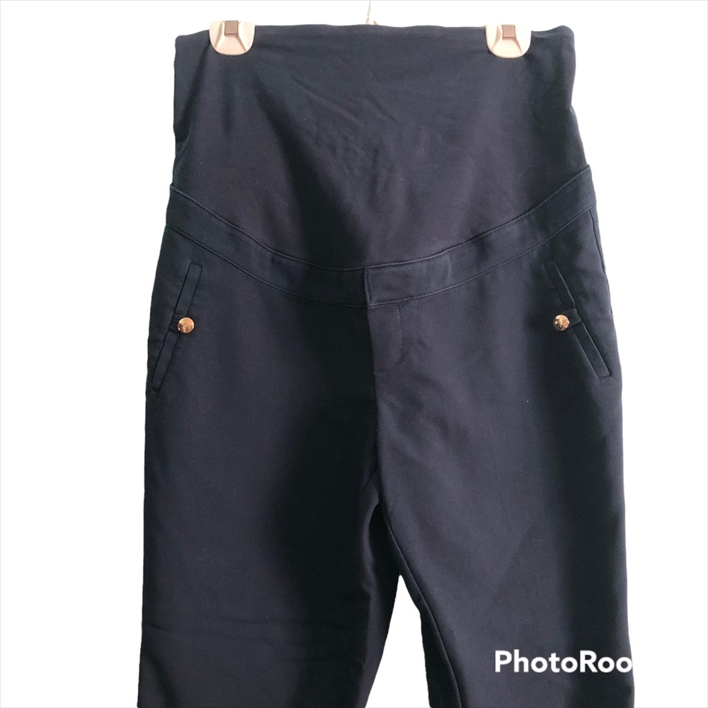H&M MAMA Casual Maternity Low Rise Pants with Button Detail - Navy Blue - 12